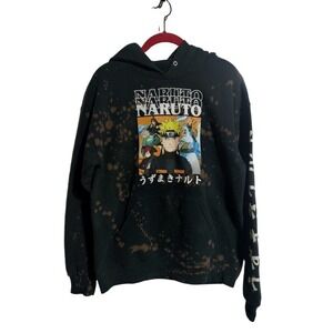Naruto VINTAGE Y2K black bleached hoodie over sized men's medium